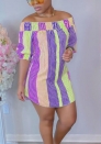 (Real Image)2022 Styles Women Sexy INS Styles Off Shoulder Striped Casual Mini Dress