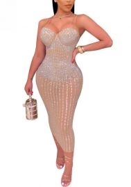 (S-5XL)(Real Image)2022 Styles Women Sexy INS Styles  Strap Sequin Midi Dress