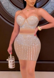 (Real Image)2022 Styles Women Sexy INS Styles Sequin Mini Dress Two Piece Suit