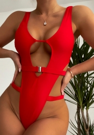 (Real Image)2022 Styles Women Fashion INS Styles Red Bandage One Piece Swimwear
