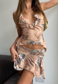 2022 Styles Women Fashion INS Styles Floral Two Piece Dress