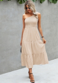 (Real Image)2022 Styles Women Fashion INS Styles Plaid Bohemian Maxi Dress