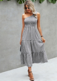 (Real Image)2022 Styles Women Fashion INS Styles Plaid Bohemian Maxi Dress