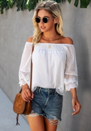 (Real Image)2022 Styles Women Fashion INS Styles Offf Shoulder Lace Shirts