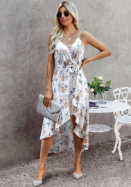 (Real Image)2022 Styles Women Fashion INS Styles Print Bohemian Irregular Maxi Dress