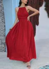 (Real Image)2022 Styles Women Fashion INS Styles Solid Color Maxi Dress
