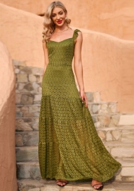 (Real Image)2022 Styles Women Fashion INS Styles Green Bohemian Maxi Dress