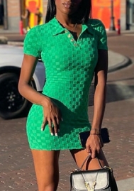 (Green)2022 Styles Women Fashion Summer TikTok&Instagram Styles Plaid Short Sleeve Mini Dress