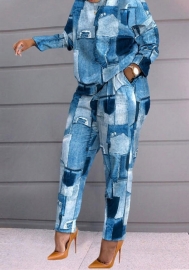 (Blue)(Plus Size)2022 Styles Women Fashion Spring&Winter TikTok&Instagram Styles Lace Two Piece Suit