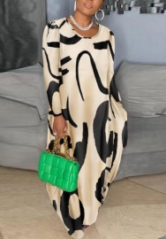 (Khaki)(Plus Size)2022 Styles Women Fashion Spring&Winter TikTok&Instagram Styles Long Sleeve Loose Maxi Dress