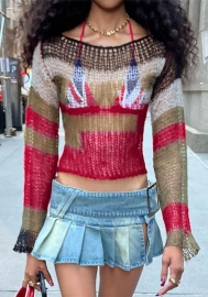 (Real Image)2022 Styles Women Fashion Spring&Winter TikTok&Instagram Styles Backless Contrast Color Long SLeeve Sweater Tops