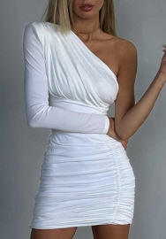 (Real Image)2022 Styles Women Fashion Spring&Winter TikTok&Instagram Styles Single Shoulder Long Sleeve Mini Dress