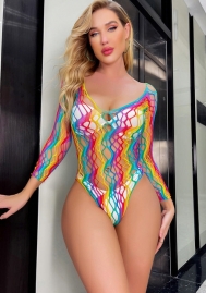 (Real Image)2022 Styles Women Sexy Spring&Winter TikTok&Instagram Styles Net Colorful Bodysuit