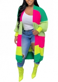 (Green&Yellow)2022 Styles Women Sexy Spring&Winter TikTok&Instagram Styles  Contrast Color Sweater Long Coats