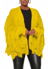 (Yellow)2022 Styles Women Sexy Spring&Winter TikTok&Instagram Styles Tassel Sweater Coats