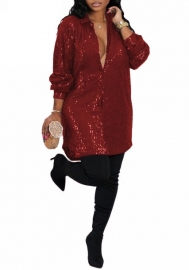 (Red)2022 Styles Women Sexy Spring&Winter TikTok&Instagram Styles Sequin Long Sleeve Mini Dress