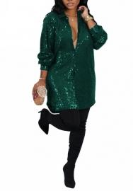 (Green)2022 Styles Women Sexy Spring&Winter TikTok&Instagram Styles Sequin Long Sleeve Mini Dress