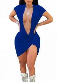 (Blue)2023 Styles Women Sexy&Fashion Spring&Summer TikTok&Instagram Styles Deep V Neck Mini Dress