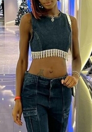(Real Image)2023 Styles Women Sexy&Fashion Spring&Summer TikTok&Instagram Styles Jeans Tassel Tank Tops