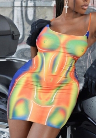 (Real Image)2023 Styles Women Sexy&Fashion Spring&Summer TikTok&Instagram Styles Print Strap Mini Dress