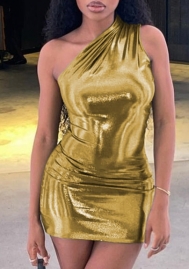 (Golden)2023 Styles Women Sexy&Fashion Spring&Summer TikTok&Instagram Styles Single Shoulder Mini Dress