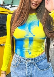 (Yellow)2023 Styles Women Sexy&Fashion Spring&Summer TikTok&Instagram Styles Print Long Sleeve Tops