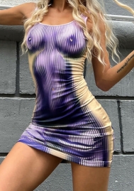 (Purple)2023 Styles Women Sexy&Fashion Spring&Summer TikTok&Instagram Styles Print Mini Dress