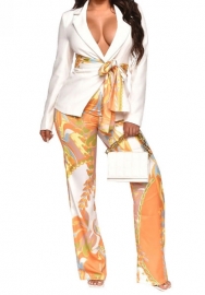 (Orange)2023 Styles Women Sexy&Fashion Spring&Summer TikTok&Instagram Styles Loose Casual Print Two Piece Suit