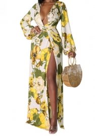 (Yellow)2023 Styles Women Sexy&Fashion Spring&Summer TikTok&Instagram Styles Floral Long Sleeve Maxi Dress