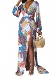 (White)2023 Styles Women Sexy&Fashion Spring&Summer TikTok&Instagram Styles Floral Long Sleeve Maxi Dress