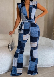 (Real Image)2023 Styles Women Sexy&Fashion Spring&Summer TikTok&Instagram Styles Contrast Color Deep V Neck Jumpsuit