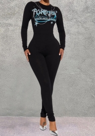(Real Image)2023 Styles Women Sexy&Fashion Spring&Summer TikTok&Instagram Styles Print Black Jumpsuit