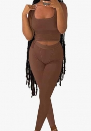 (Dark Brown)2023 Styles Women Sexy&Fashion Autumn/Winter TikTok&Instagram Styles Solid Color Two Piece Suit