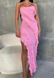 (Pink)2023 Styles Women Sexy&Fashion Autumn/Winter TikTok&Instagram Styles Halter Irregular Maxi Dress