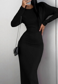 (Black)2023 Styles Women Sexy&Fashion Autumn/Winter TikTok&Instagram Styles Round Neck Long Sleeve Maxi Dress