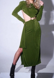 (Green)2023 Styles Women Sexy&Fashion Autumn/Winter TikTok&Instagram Styles Cut Out Long Sleeve Maxi Dress
