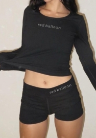 (Real Image)2023 Styles Women Sexy&Fashion Autumn/Winter TikTok&Instagram Styles Long Sleeve Black Short Two Piece Suit