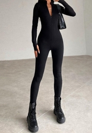 (Black)2023 Styles Women Sexy&Fashion Autumn/Winter TikTok&Instagram Styles Front Zipper Long Sleeve Jumpsuit