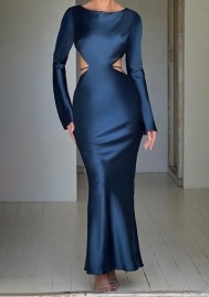 (Blue)2023 Styles Women Sexy&Fashion Autumn/Winter TikTok&Instagram Styles Cut Out Long Sleeve Maxi Dress