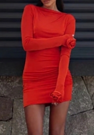 (Red)2023 Styles Women Sexy&Fashion Autumn/Winter TikTok&Instagram Styles Round Neck Long Sleeve Mini Dress