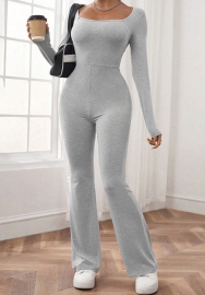 (Real Image)2023 Styles Women Sexy&Fashion Autumn/Winter TikTok&Instagram Styles Gray Long Sleeve Jumpsuit