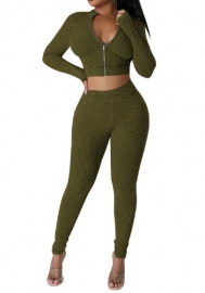 (Green)2023 Styles Women Sexy&Fashion Autumn/Winter TikTok&Instagram Styles Front Zipper Two Piece Suit