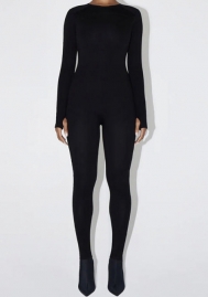 (Black)2023 Styles Women Sexy&Fashion Autumn/Winter TikTok&Instagram Styles Solid Color Long Sleeve Jumpsuit