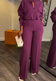 (Purple)2024 Styles Women Sexy&Fashion Sprint/Summer TikTok&Instagram Styles Loose OL Two Piece Suit