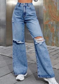(Real Image)2024 Styles Women Sexy&Fashion Sprint/Summer TikTok&Instagram Ripped Jeans Long Pants