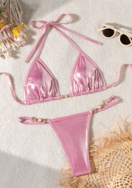 (Real Image)2024 Styles Women Sexy&Fashion Sprint/Summer TikTok&Instagram Pink Bikini Set