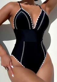 (Real Image)2024 Styles Women Sexy&Fashion Sprint/Summer TikTok&Instagram Black Strap One Piece Swimwear