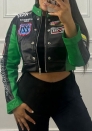(Real Image)2024 Styles Women Stylish Cropped Baseball Jackets with Vintage Prints