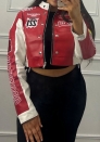 (Red,Only Tops)2024 Styles Women Stylish Cropped Baseball Jackets with Vintage Prints