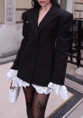(Real Image)2024 Styles Women Lace-Trimmed Slim Fit Suit Dress